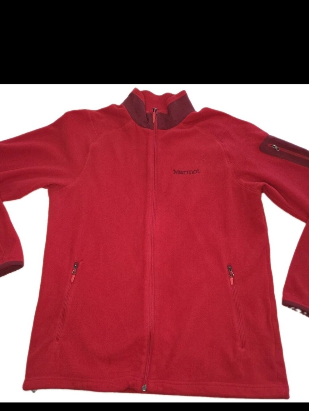 Marmot Tomato Red Polartec Fleece Full Zip Jacket Women Large Mock Neck C81010